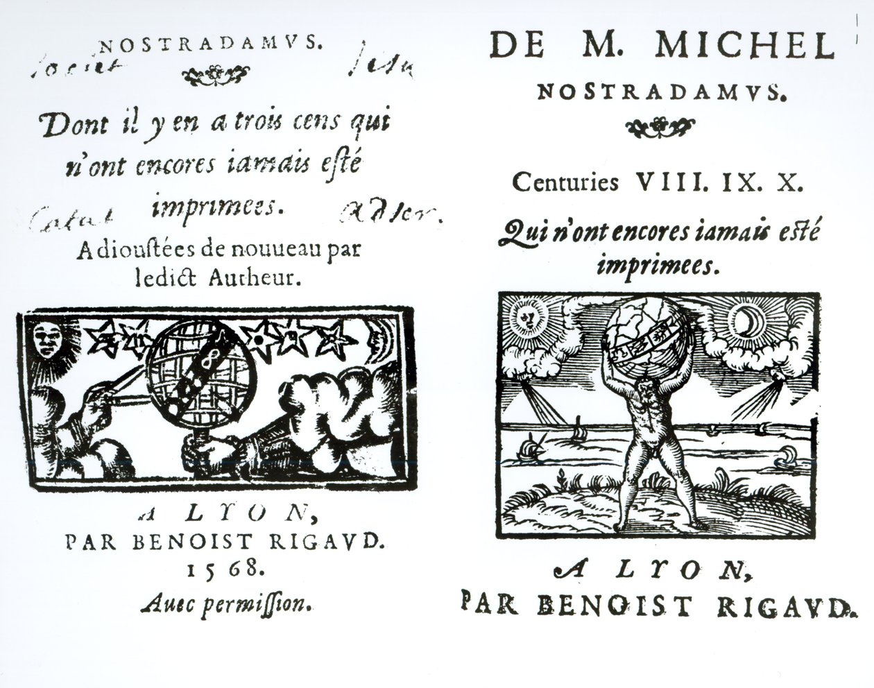 Frontispiece to The Prophecies of M. Michel Nostradamus, published by Benoist Rigaud, 1568 by English School