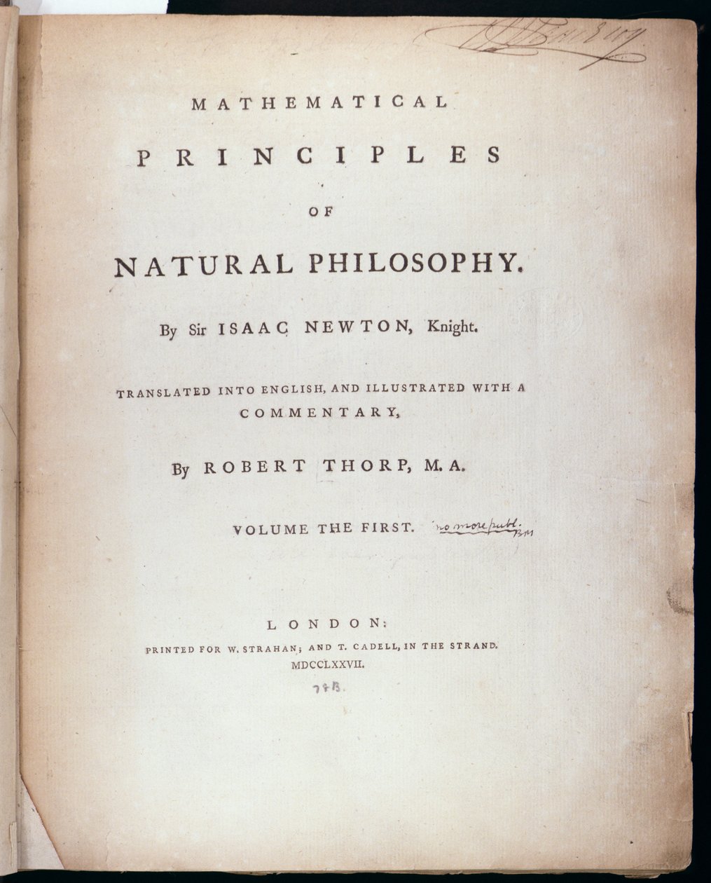 Frontispiece to Volume I of The Mathematical Principles of Natural Philosophy by Sir Isaac Newton 1777 by English School