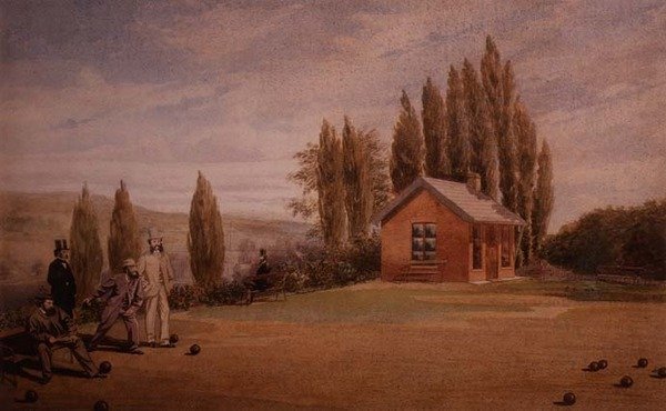 Gentlemen Playing Lawn Bowls by English School