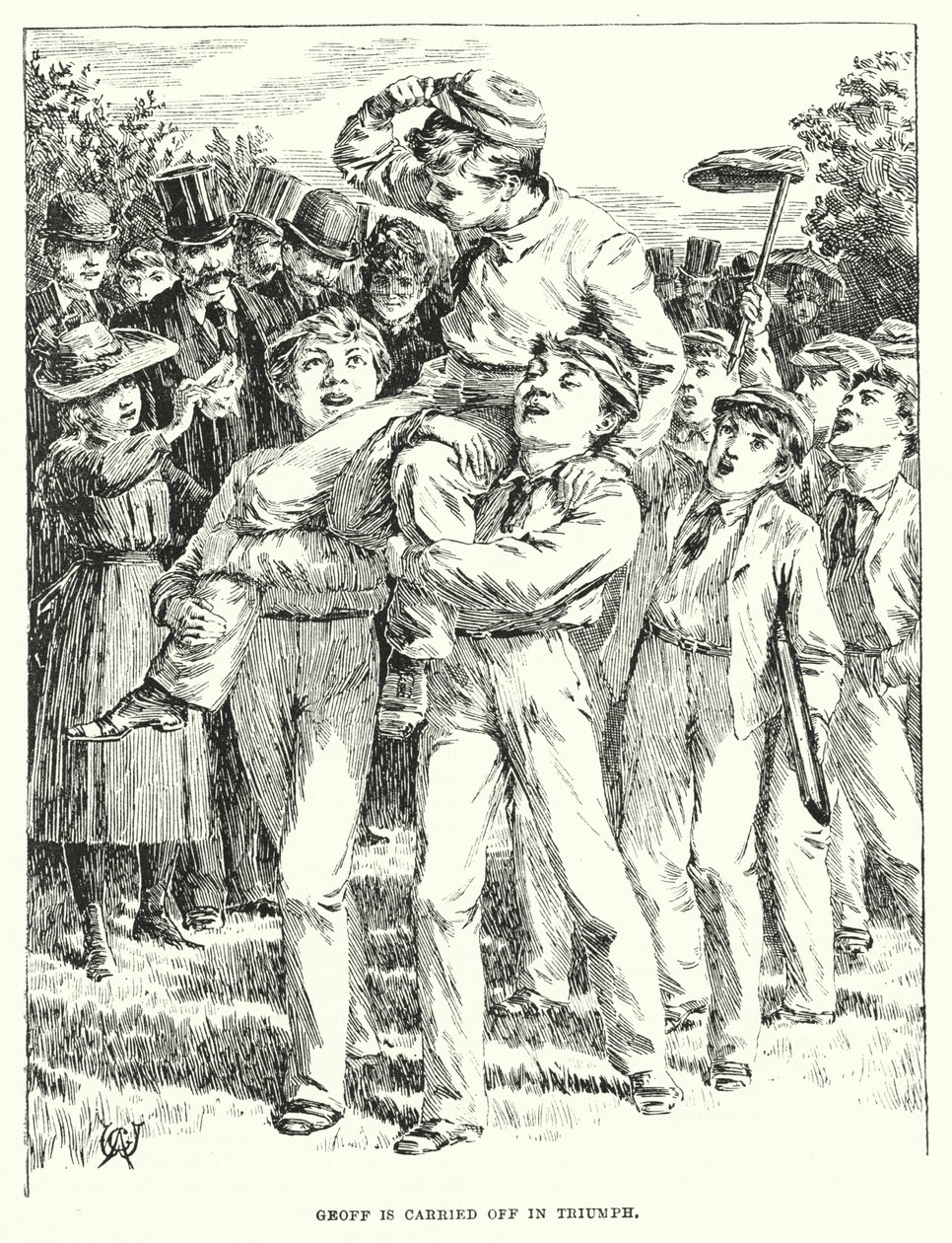 Geoff is Carried Off in Triumph by English School