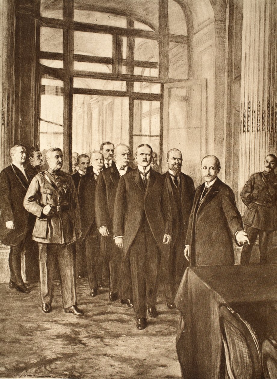 German Politicians at the Palace of Versailles, 1919 by English School