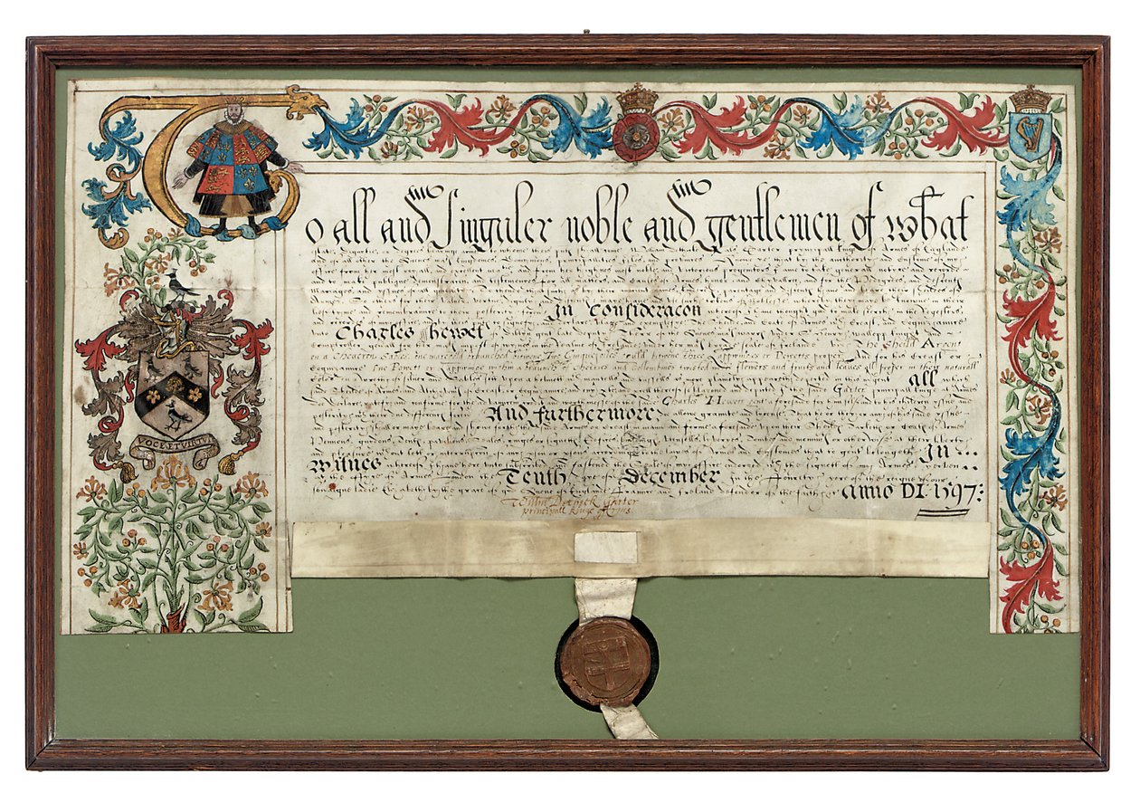 Grant of arms to Charles Hewitt, 1597 by English School
