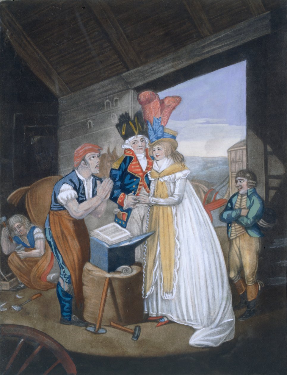 Gretna Green, Or the Red-Hot Marriage, published by Aurrie & Whittle, 1794 by English School