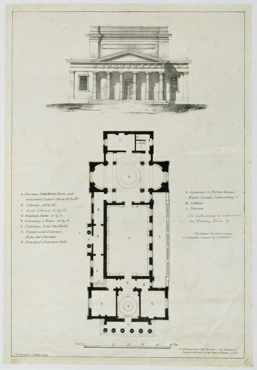 Ground Plan of the Lower Assembly Rooms, Bath, engraved by Charles Hullmandel by English School
