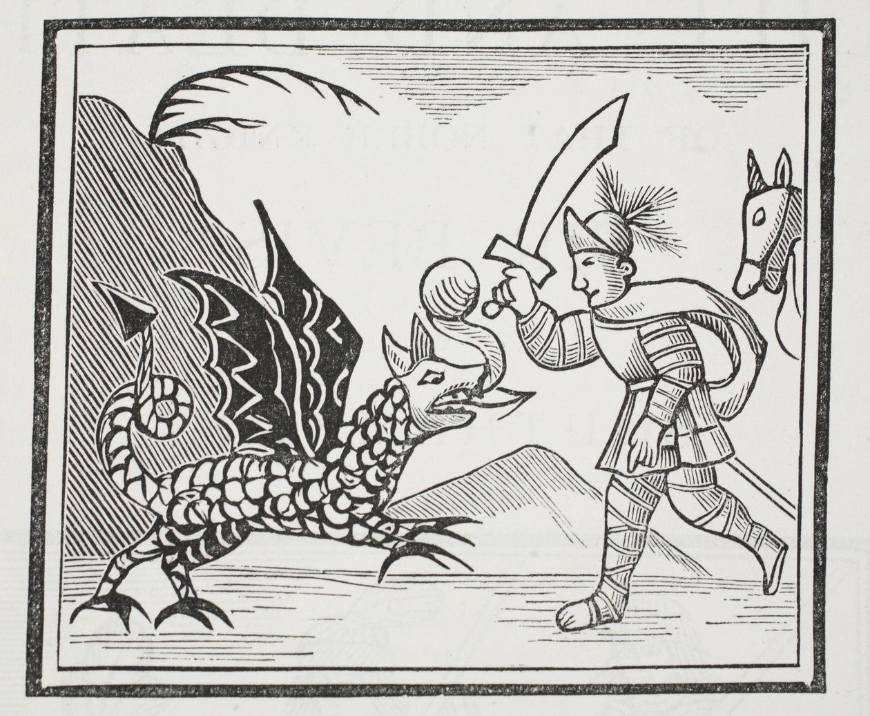 Guy and the Northumbrian Dragon, illustration from Chap-books of the Eighteenth Century by John Ashton, pub. 1882 by English School