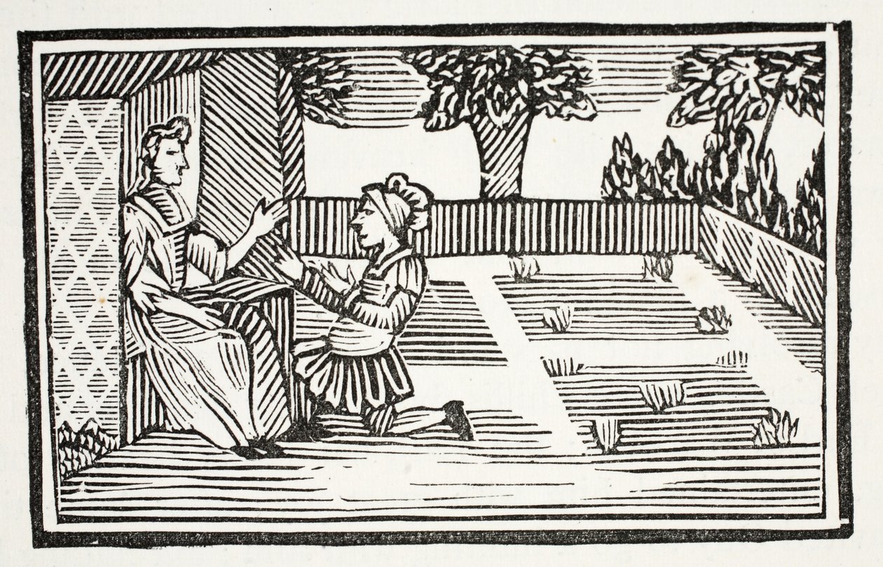 Guy courts Fair Phillis, illustration from Chap-books of the Eighteenth Century by John Ashton, pub. 1882 by English School