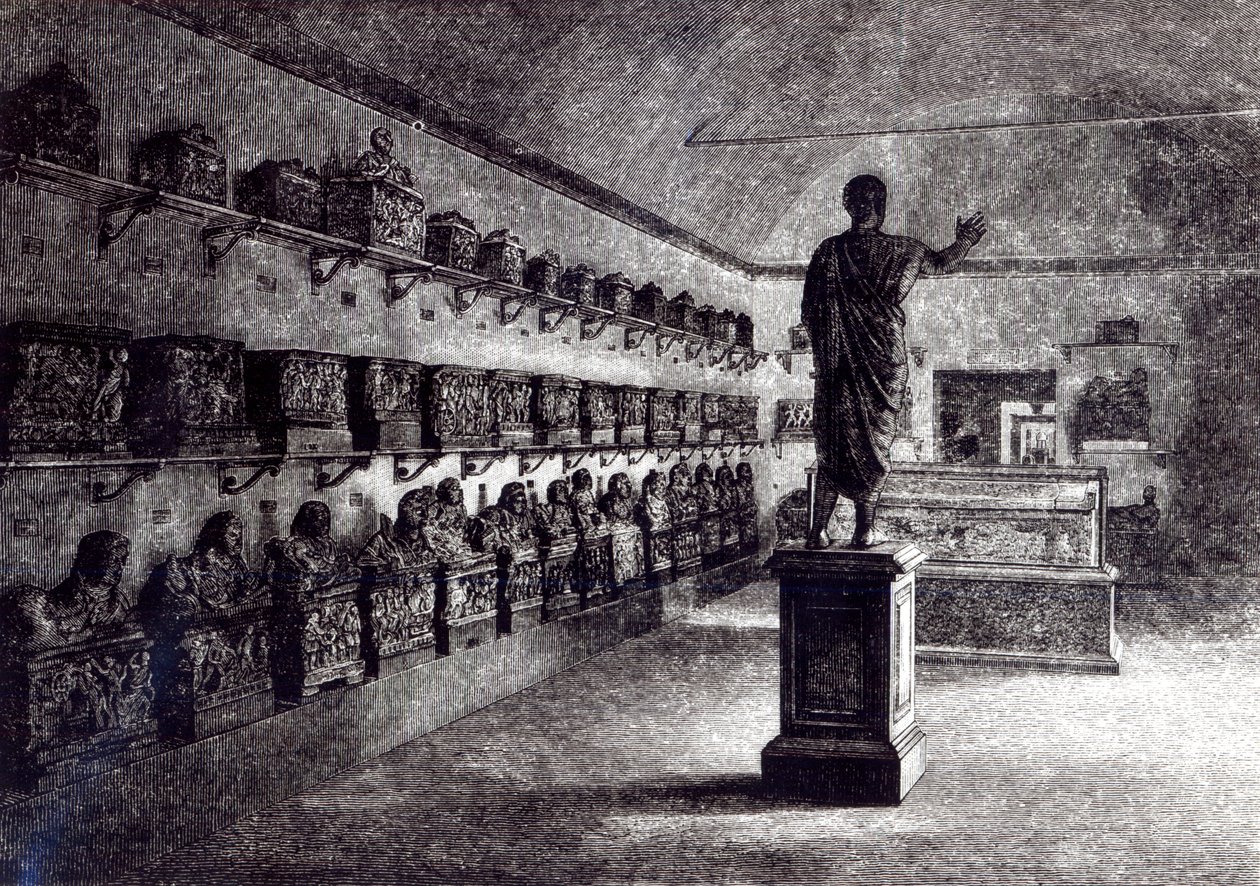 Hall of the Arringatore, Etruscan Museum, Florence by English School