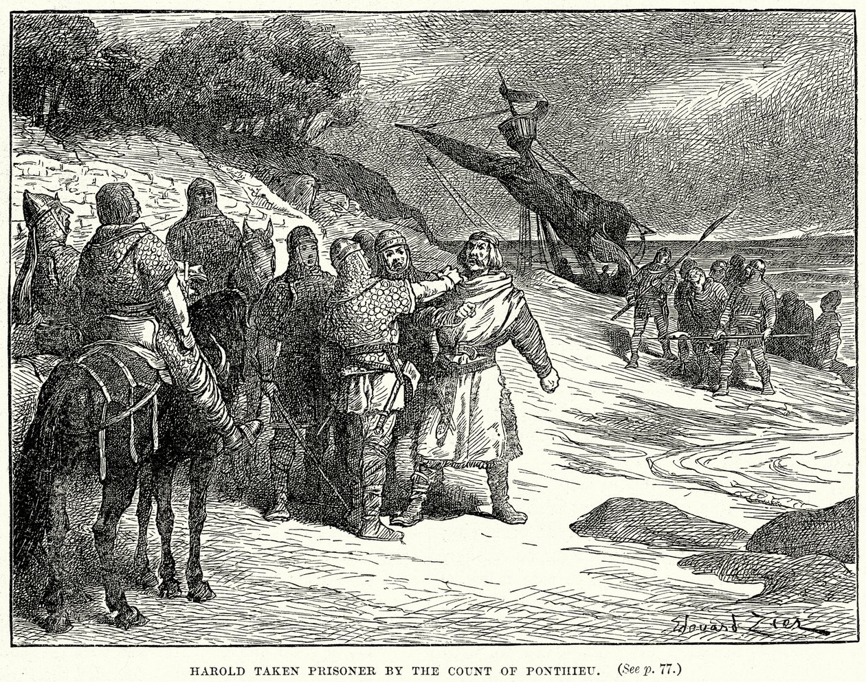 Harold taken Prisoner by the Count of Ponthieu by English School