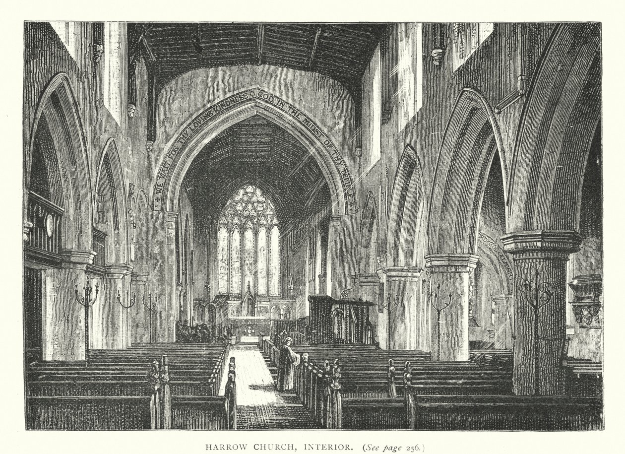 Harrow Church, Interior by English School