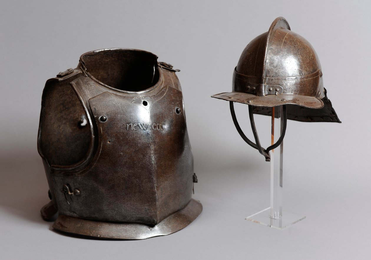 Helmet, breastplate and back plate, mid 17th century by English School