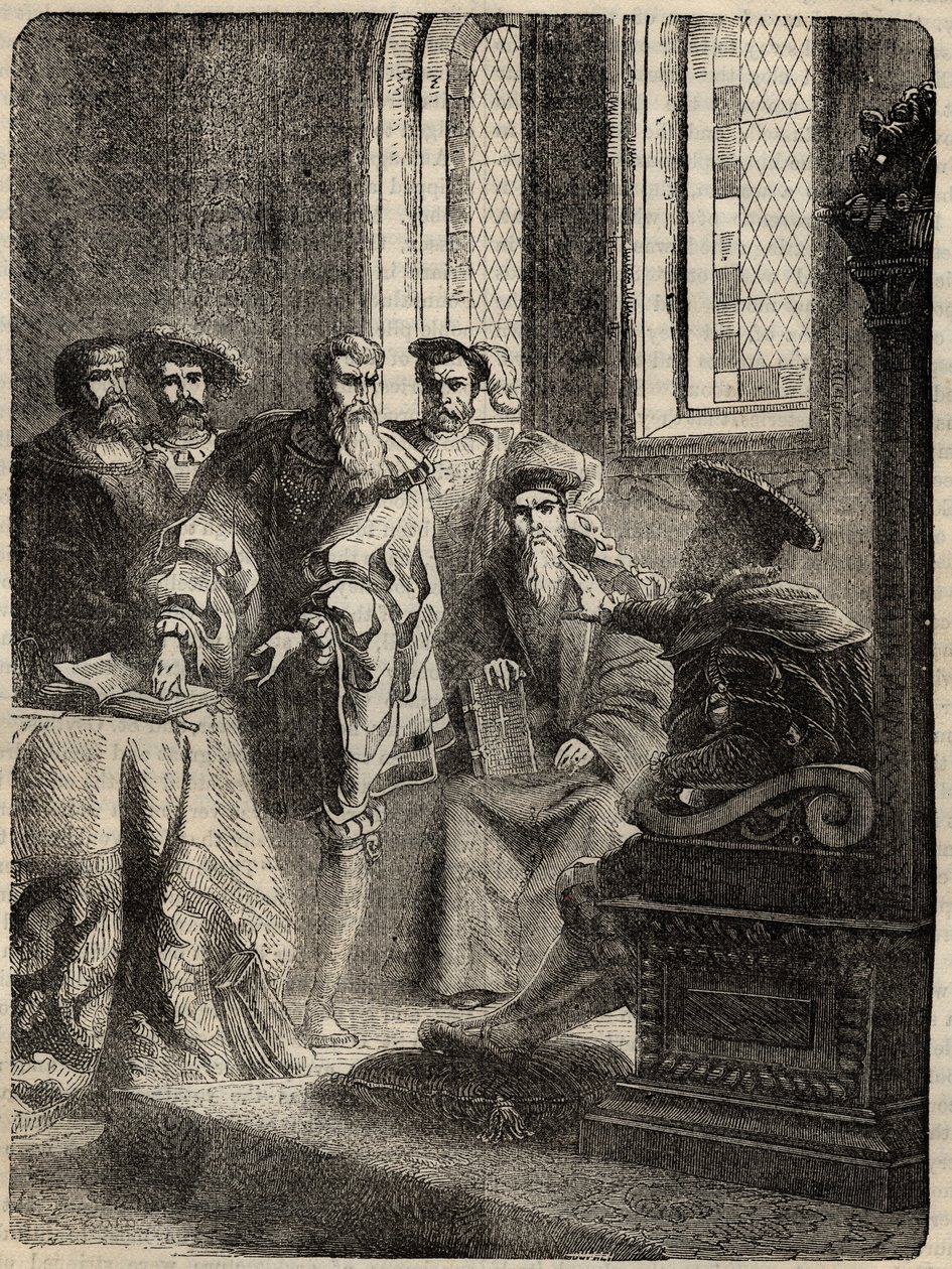 Henry VIII and his Council ordaining the translation of the Bible into English - 1538 by English School