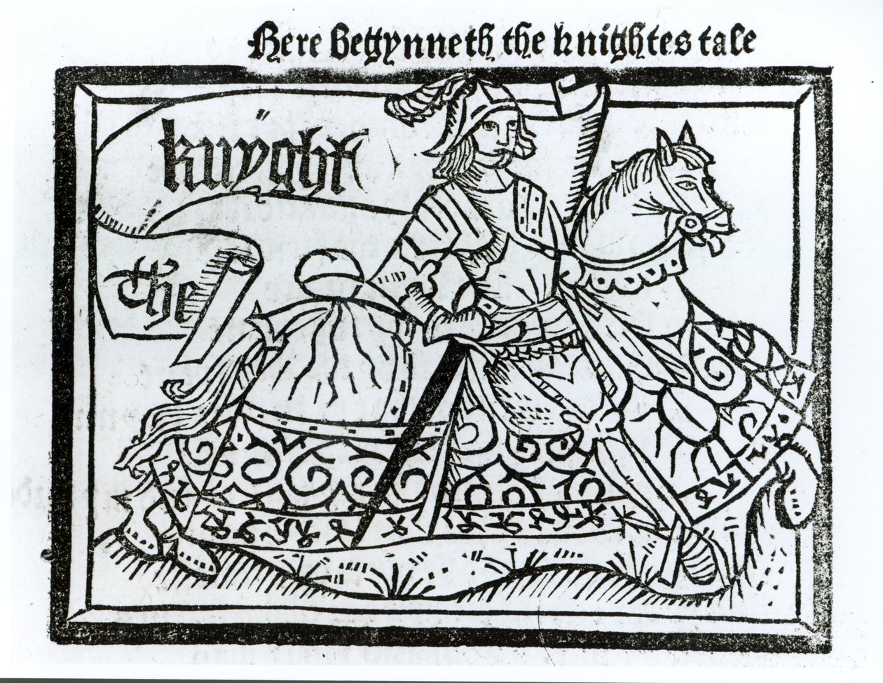 Here Begynneth the Knightes Tale, Illustration from The Canterbury Tales by Geoffrey Chaucer (c.1345-1400) Printed by William Caxton (c.1422-91) 1434 by English School