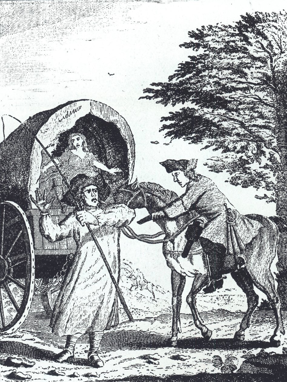 Highwayman John Cottington robs an army pay wagon on Shotover Hill by English School