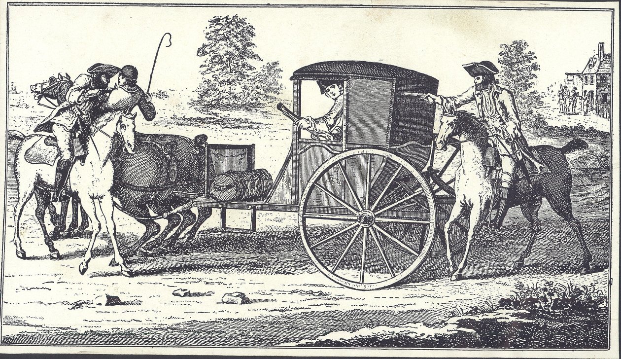 Highwaymen James MacLaine and William Plunkett rob the Earl of Eglinton on Hounslow Heath, 26 June 1750 by English School