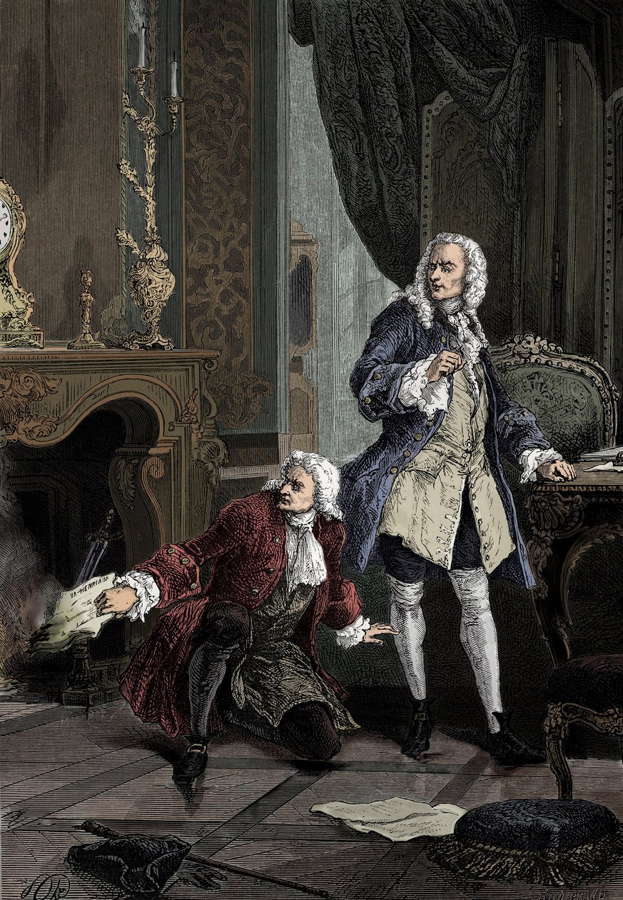 Henault and Voltaire by English School