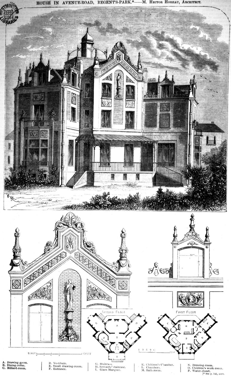 House in Avenue Road, Regents Park, Designed by Hector Horeau, 1859 by English School