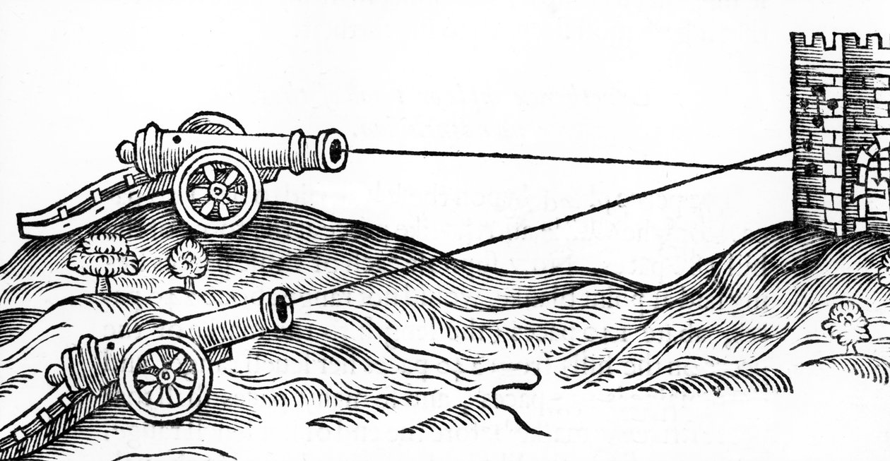 Illustration of Cannon Fire in The Art of Gunnery by Thomas Smith, 1628 by English School
