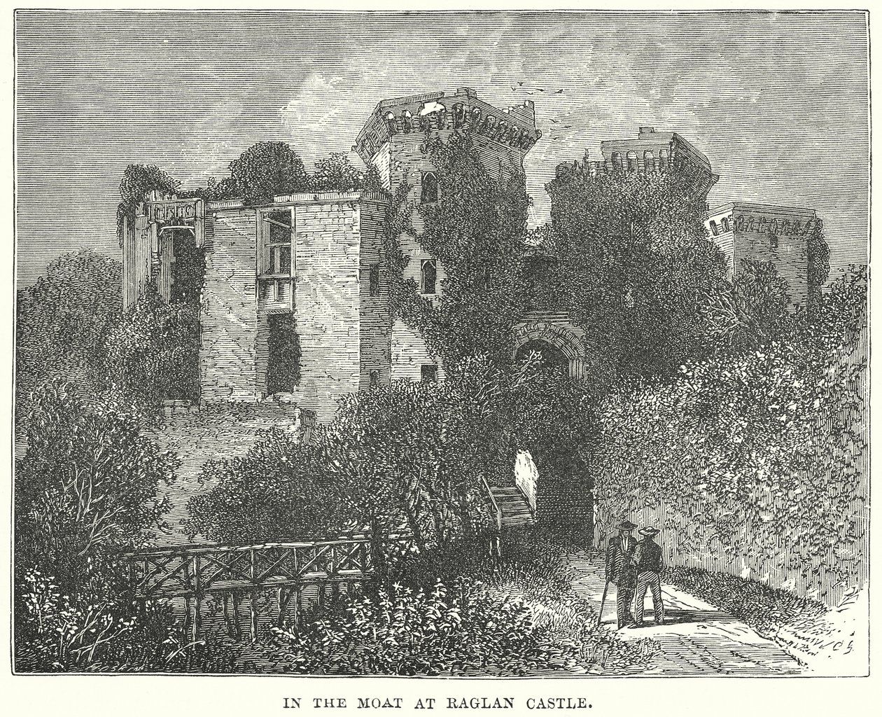 In the Moat at Raglan Castle by English School