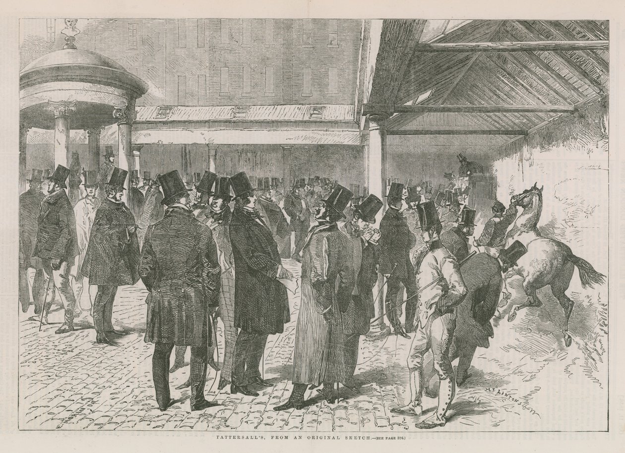 Interior of Tattersalls Auction House by English School