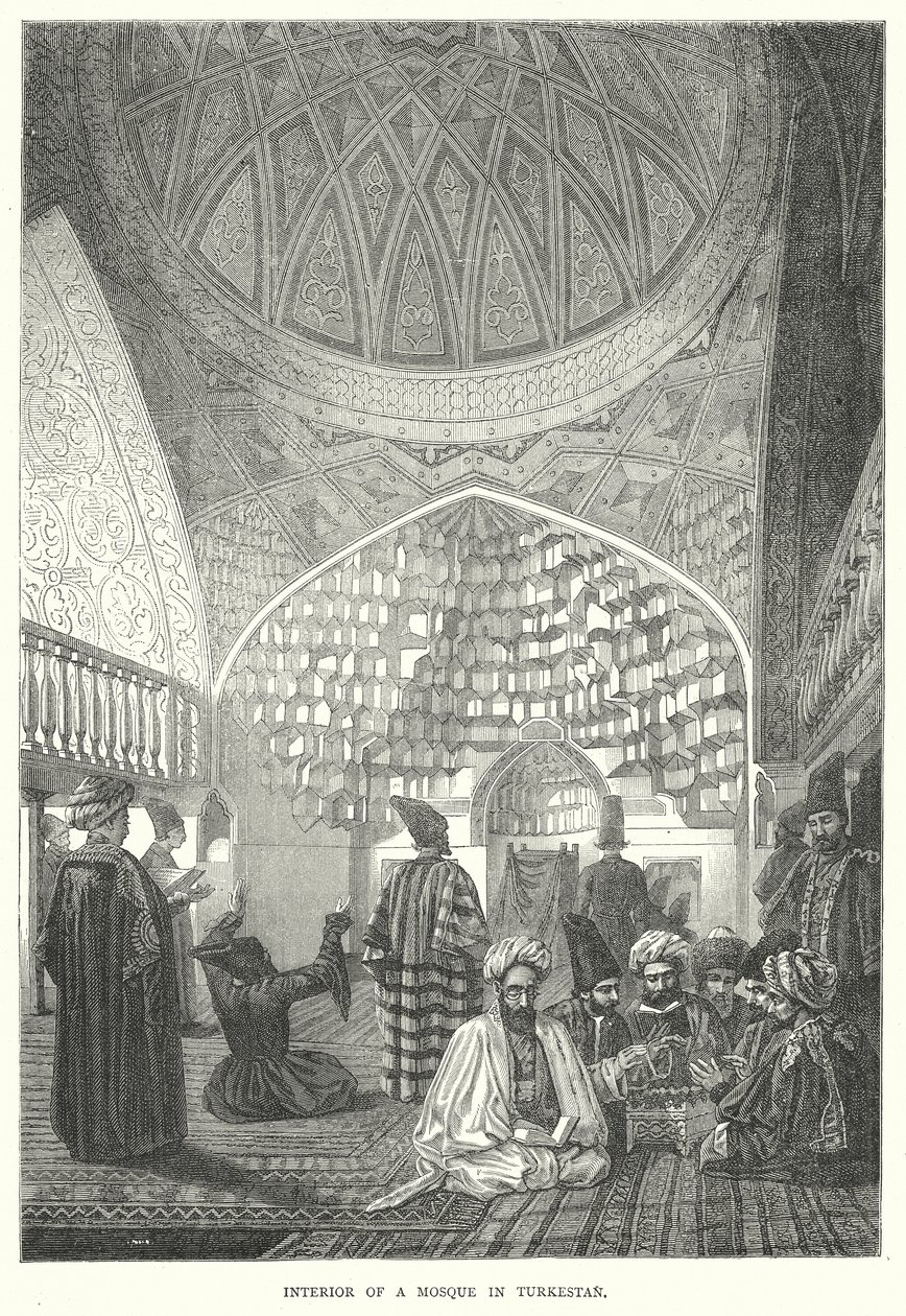 Interior of a Mosque in Turkestan by English School