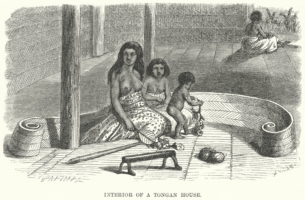 Interior of a Tongan House by English School