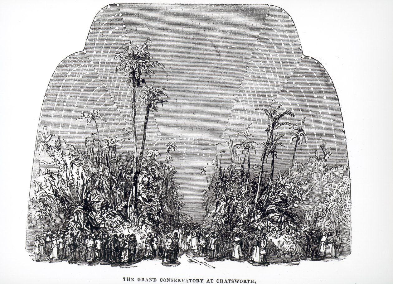 Interior of the Great Conservatory at Chatsworth, 1843 by English School