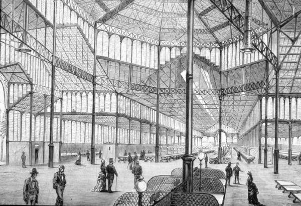 Interior of the recently completed Borne Market, Barcelona, in the late 1800s by English School