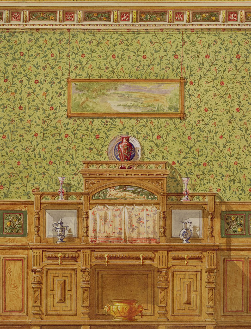 Interior with Sideboard, c.1870s by English School