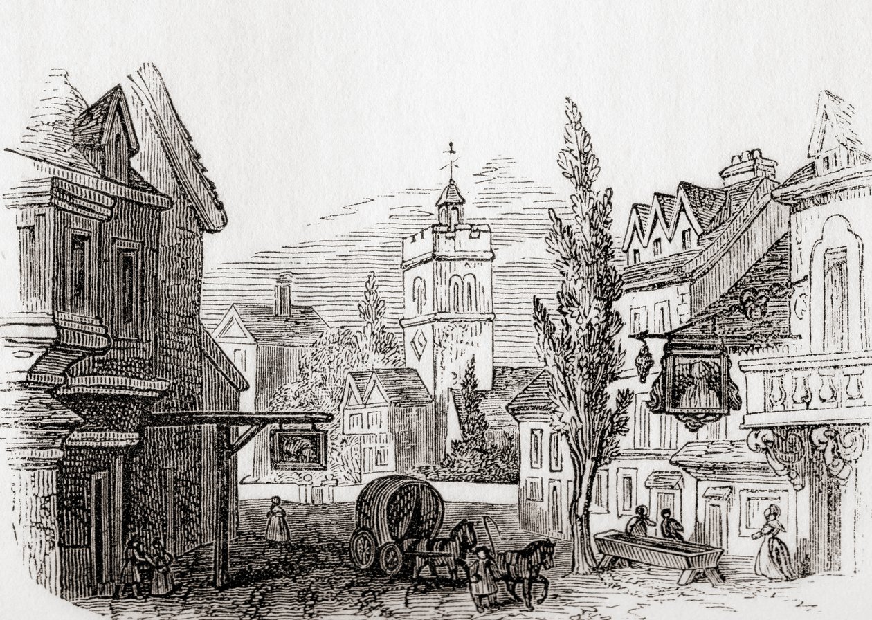 Islington, Greater London, England in 1760, from Old England: A Pictorial Museum, Published 1847 by English School