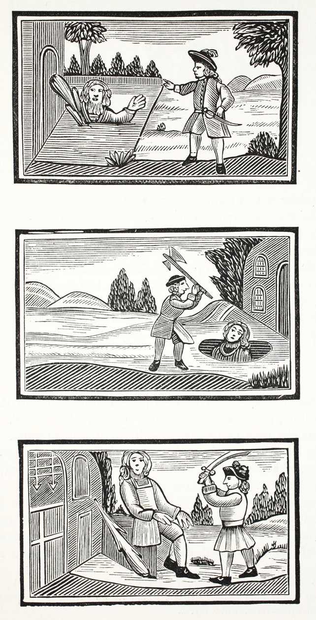 Jack and the Giants, illustration from Chap-books of the Eighteenth Century by John Ashton, pub. 1882 by English School