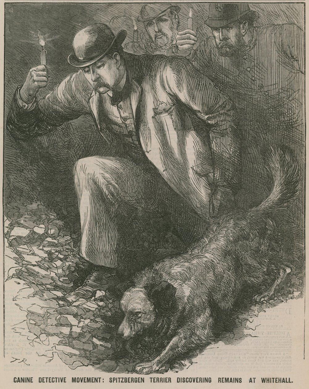 Jack the Ripper: Spitbergen Terrier Discovering Remains at Whitehall by English School