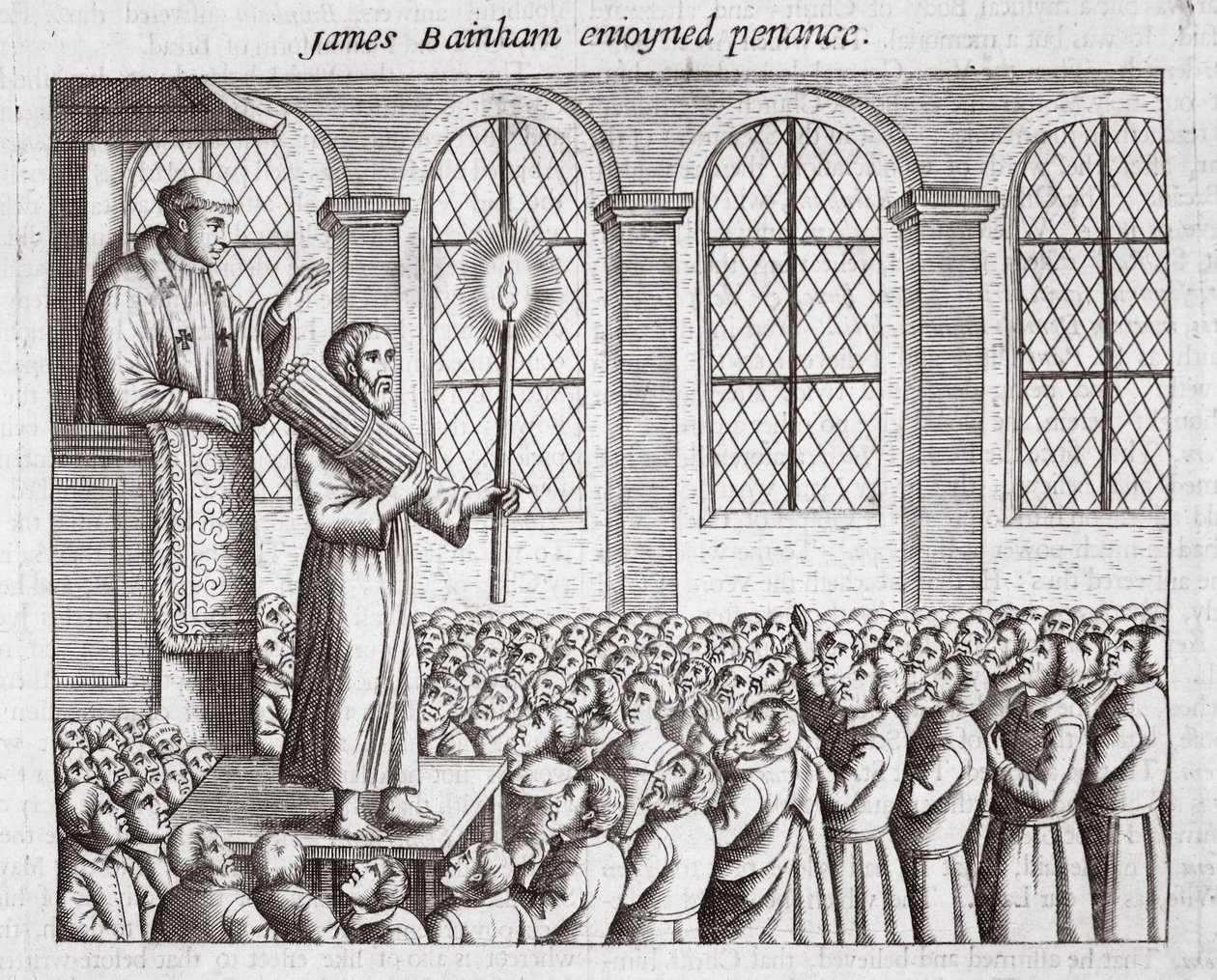 James Bainham enjoined penance, illustration from Acts and Monuments by ...