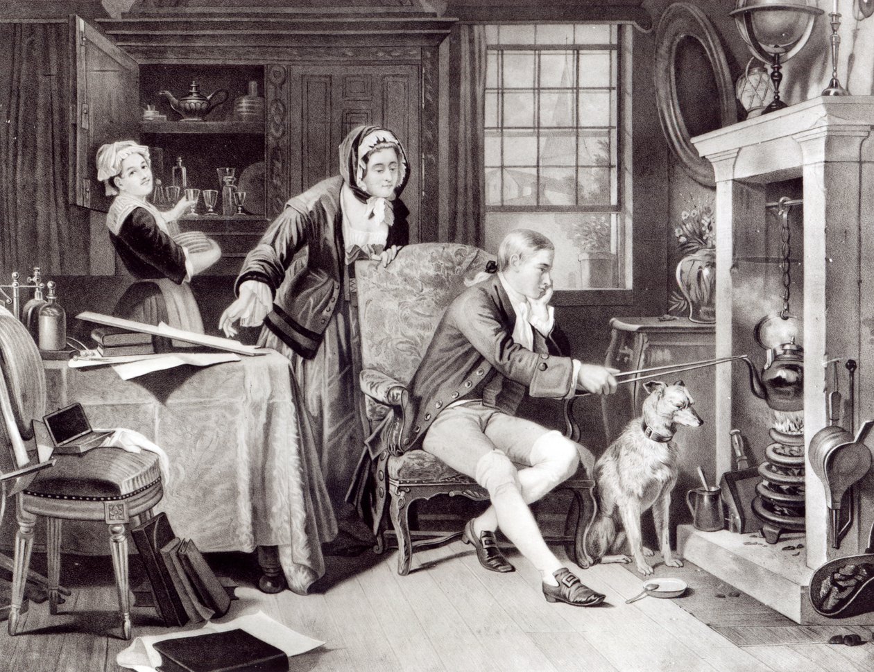 James Watt (1736-1819) Playing with Steam by English School