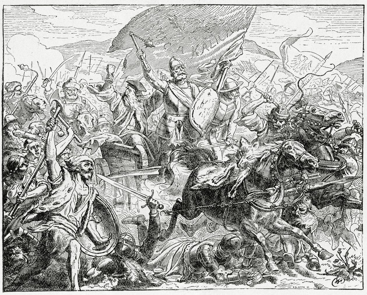 Jan Zizka on the winning side at the Battle of Grunwald in 1410, 1882 by English School