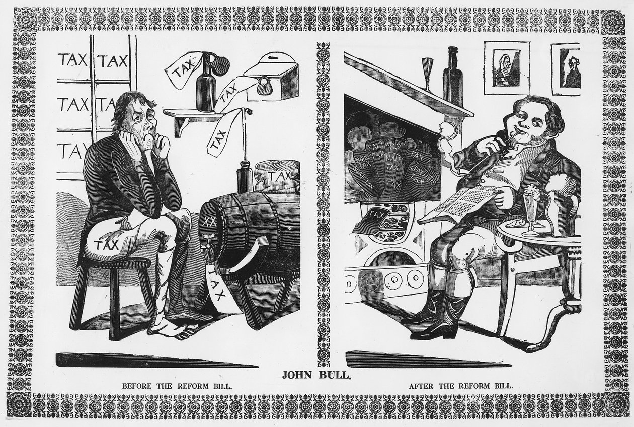 John Bull before and after the Reform Bill by English School