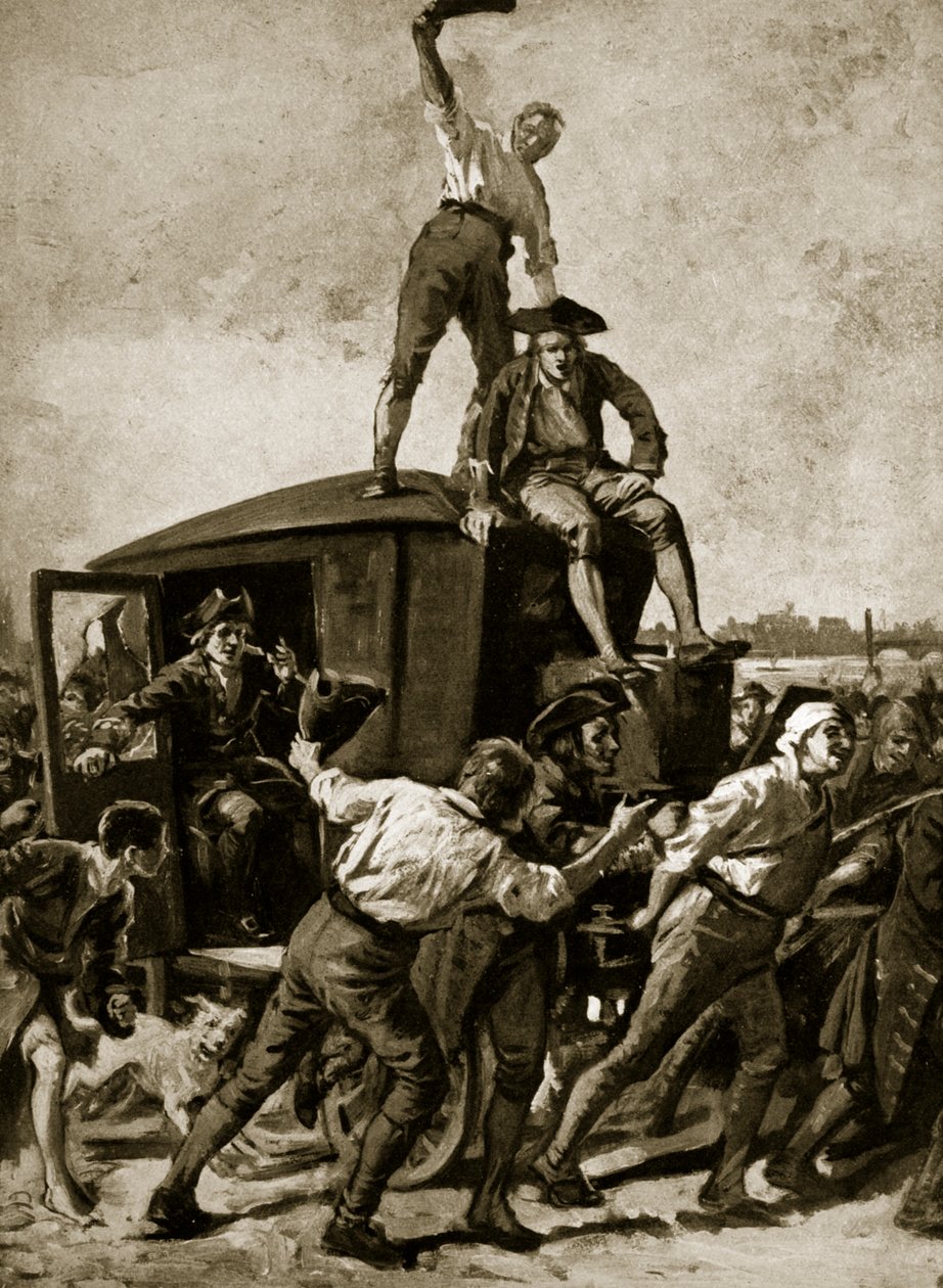 John Wilkes released by the London mob, 1768, illustration from Hutchinson
