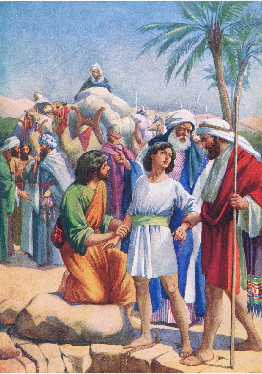 Joseph sold by his brothers, from The Bible Picture Book published by Thomas Nelson by English School