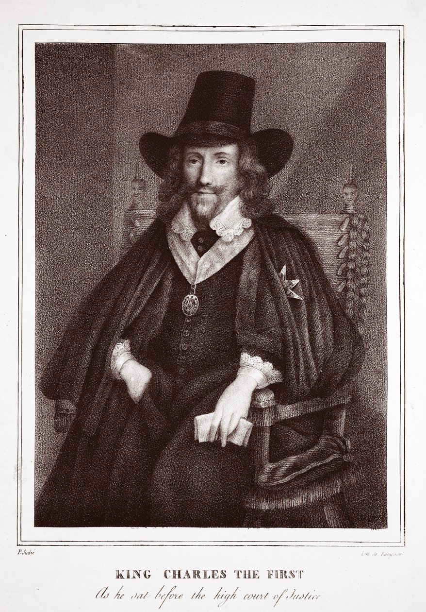 King Charles the First, As he sat before the high court of justice, engraved by de Langlume by English School