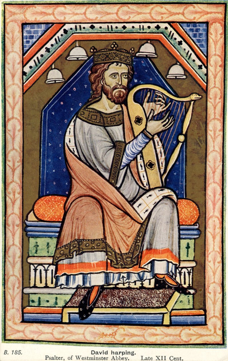 King David playing the Harp, Westminster Psalter by English School