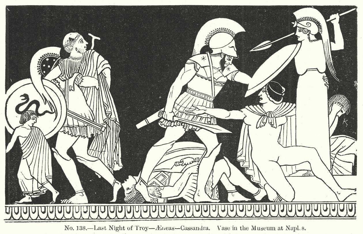 Last Night of Troy – Aeneas – Cassandra. Vase in the Museum at Naples by English School