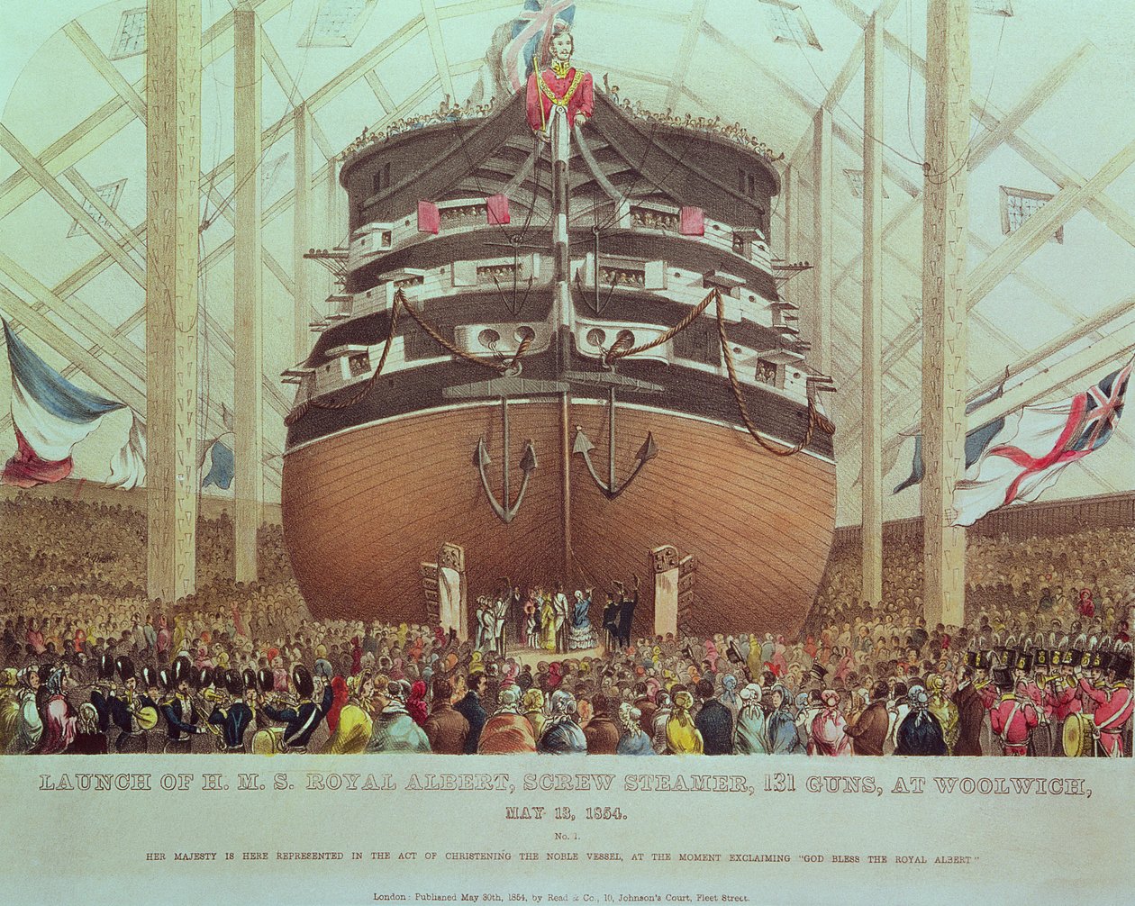 Launch of H.M.S. Royal Albert, Screw Steamer, 131 Guns, at Woolwich, May 13th 1854 by English School