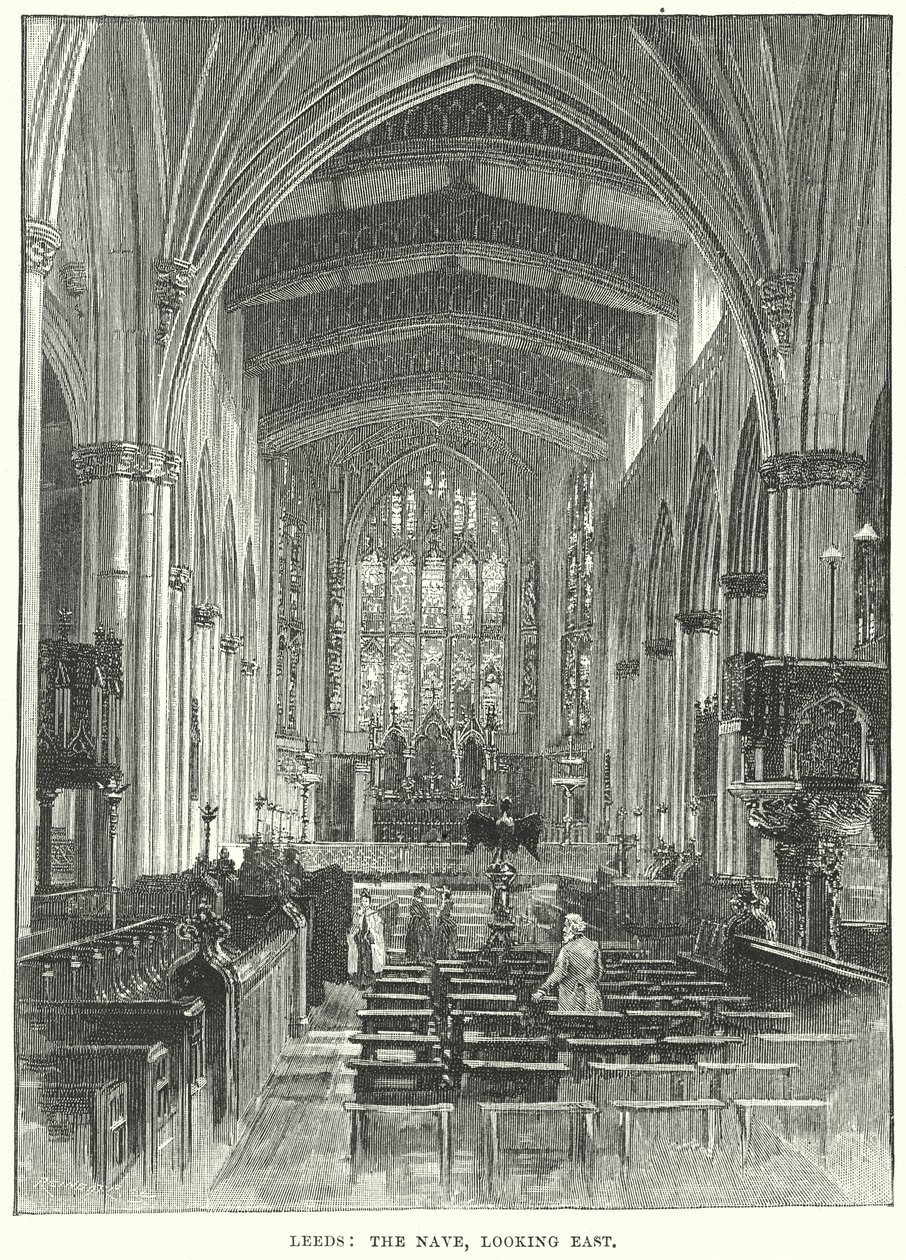 Leeds: The Nave, Looking East by English School
