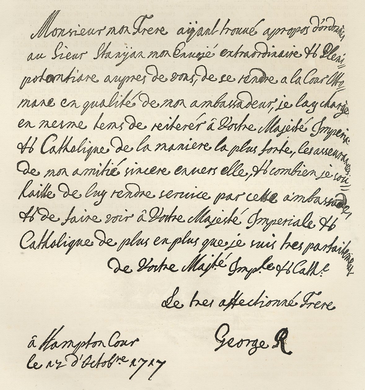 Letter from George I to Charles VI, published in 