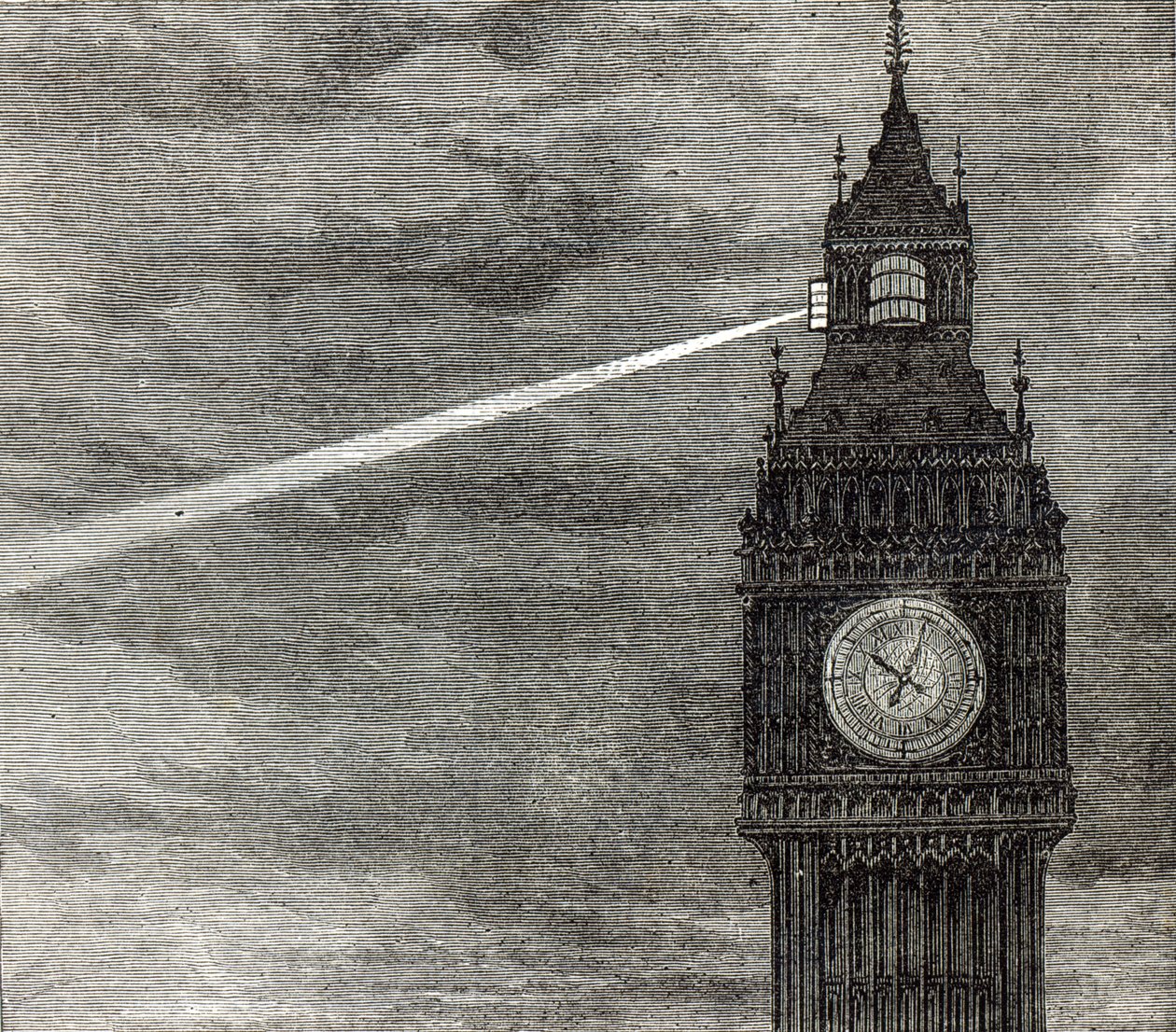 Light on the Clock Tower, Houses of Parliament from The Illustrated London News, 16th August 1873 by English School