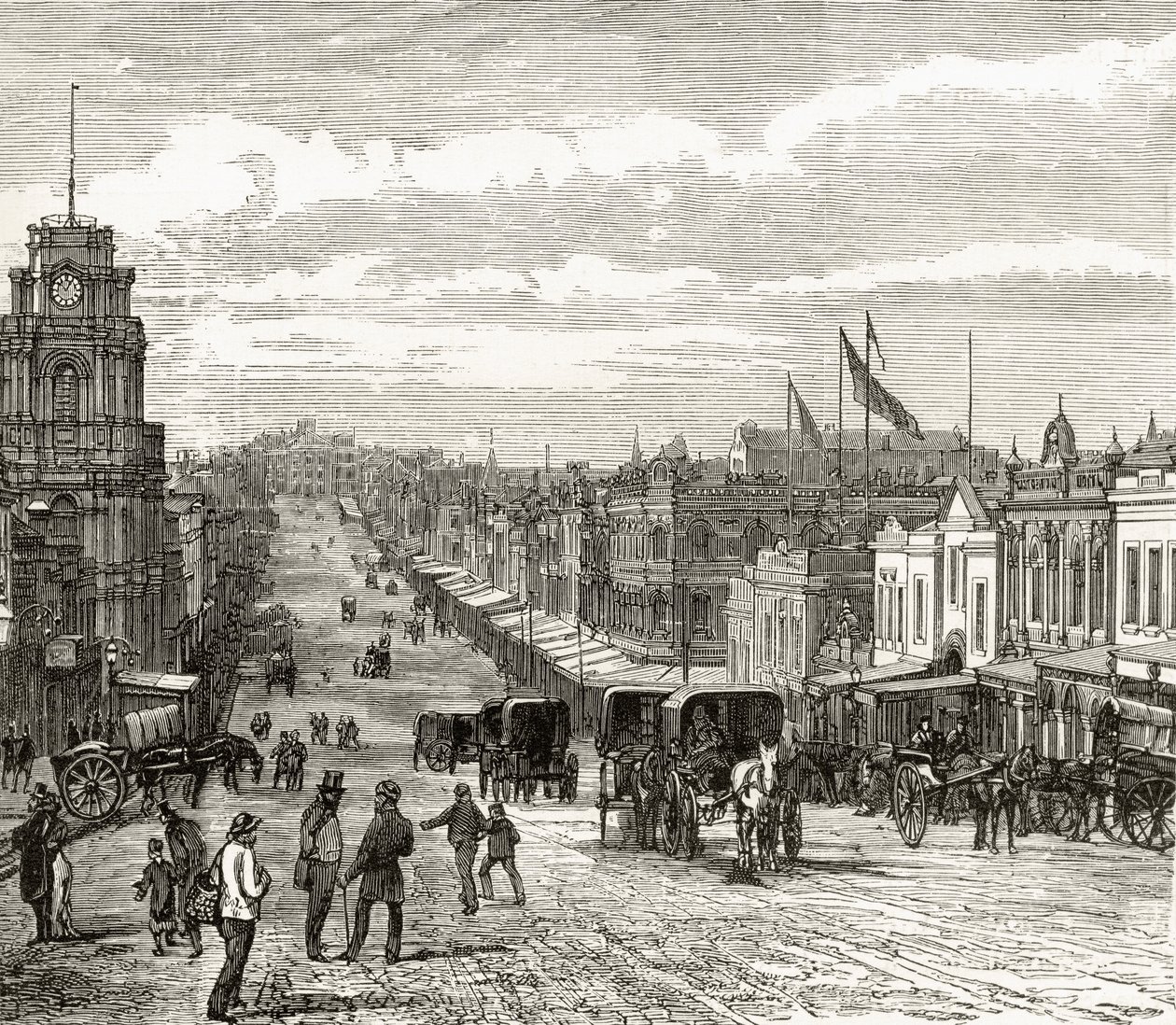 Looking East down Bourke Street, Melbourne, c.1880, from 