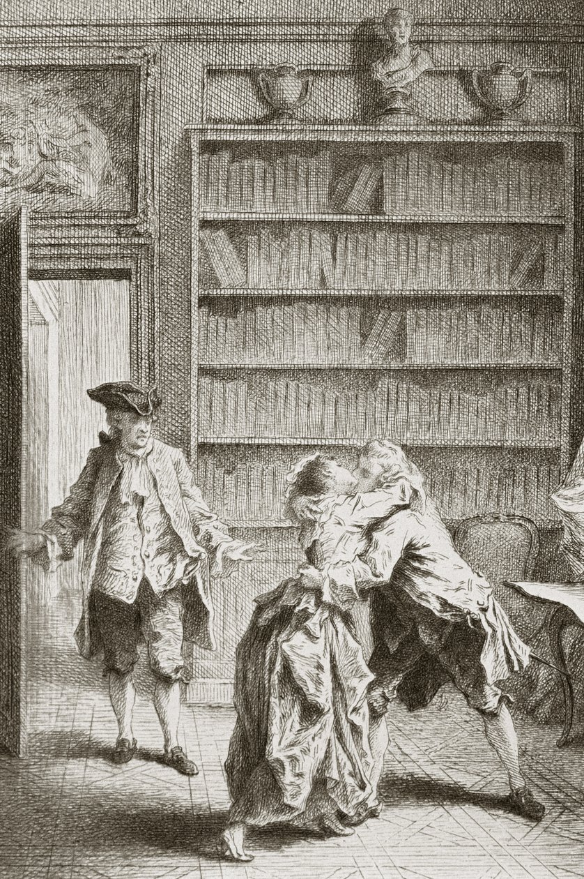 Lovers Caught Kissing by the Woman