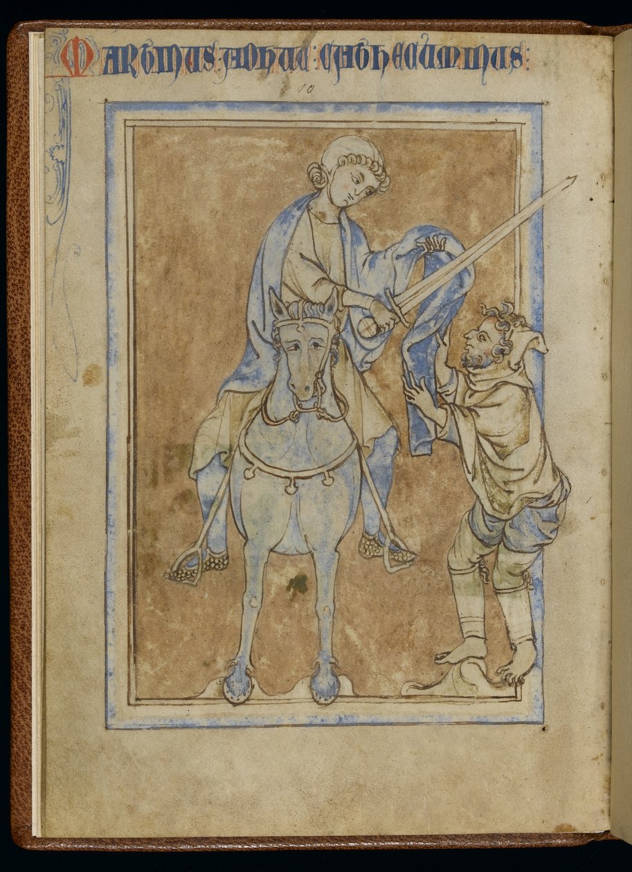 MS 370, St. Martin and the beggar, from an illuminated manuscript by English School