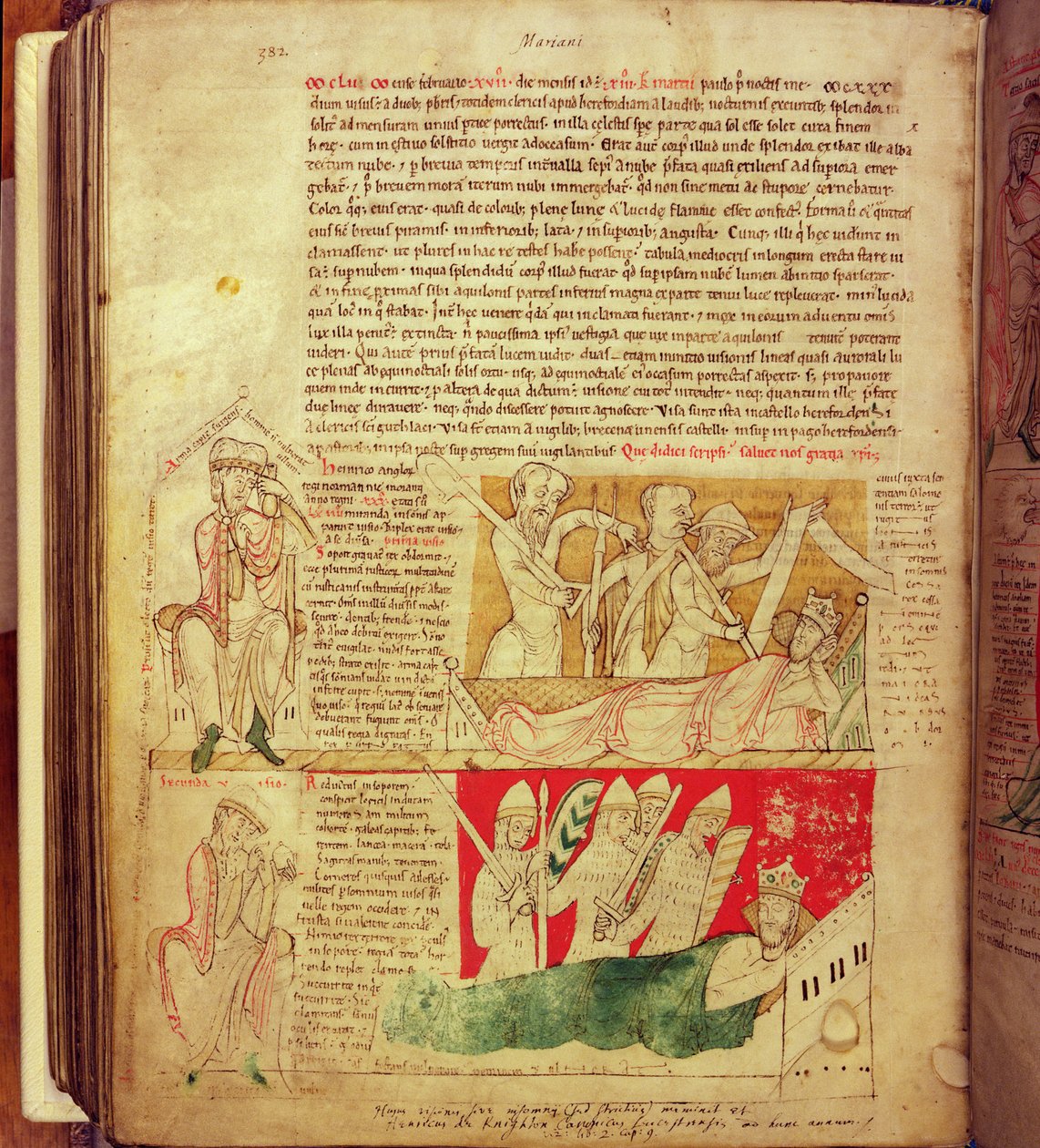 The visions dreamt by King Henry I in Normandy in 1130, from the Worcester Chronicle by English School