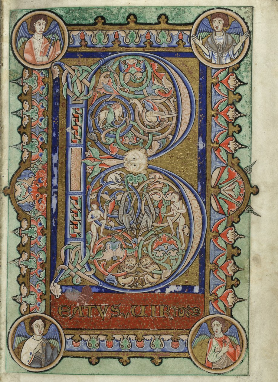 MS Hunter 229 f.22r from the Hunterian Psalter by English School
