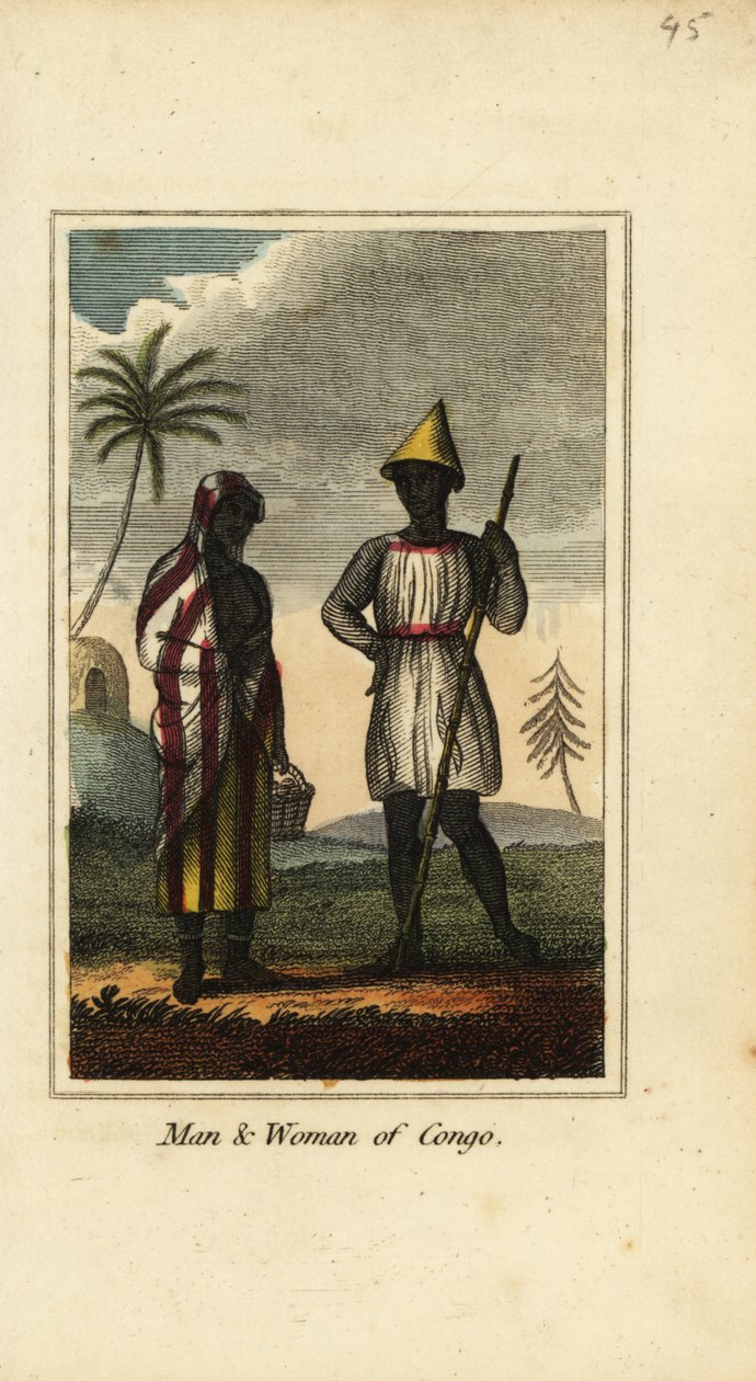 Man and woman of Congo or Lower Guinea, Africa by English School